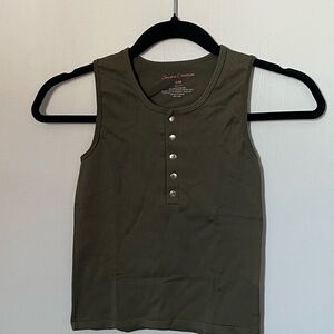 Women's Olive Green Sleeveless Tank Top